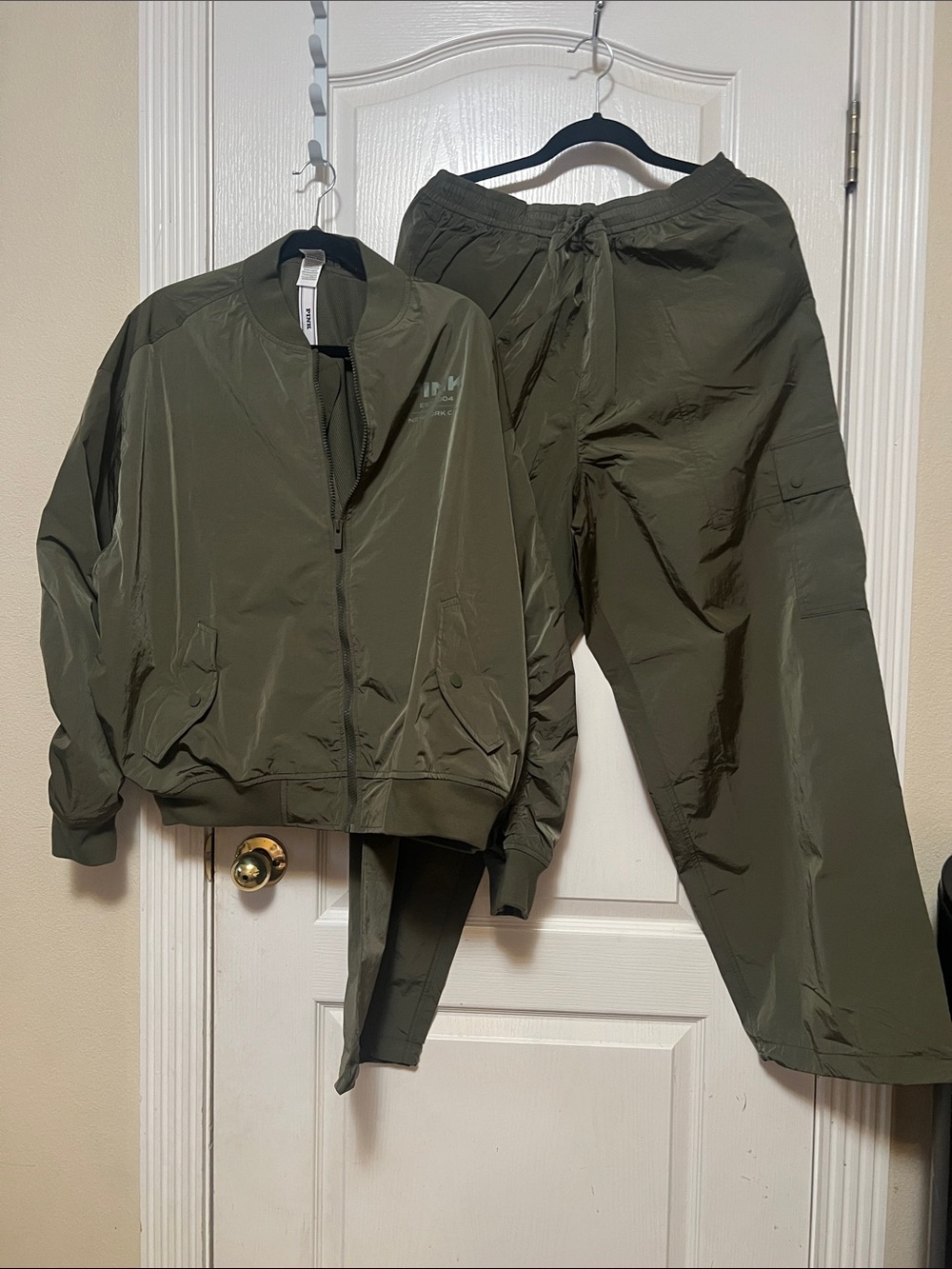 PINK vs Olive Green Two-Piece Windbreaker Set